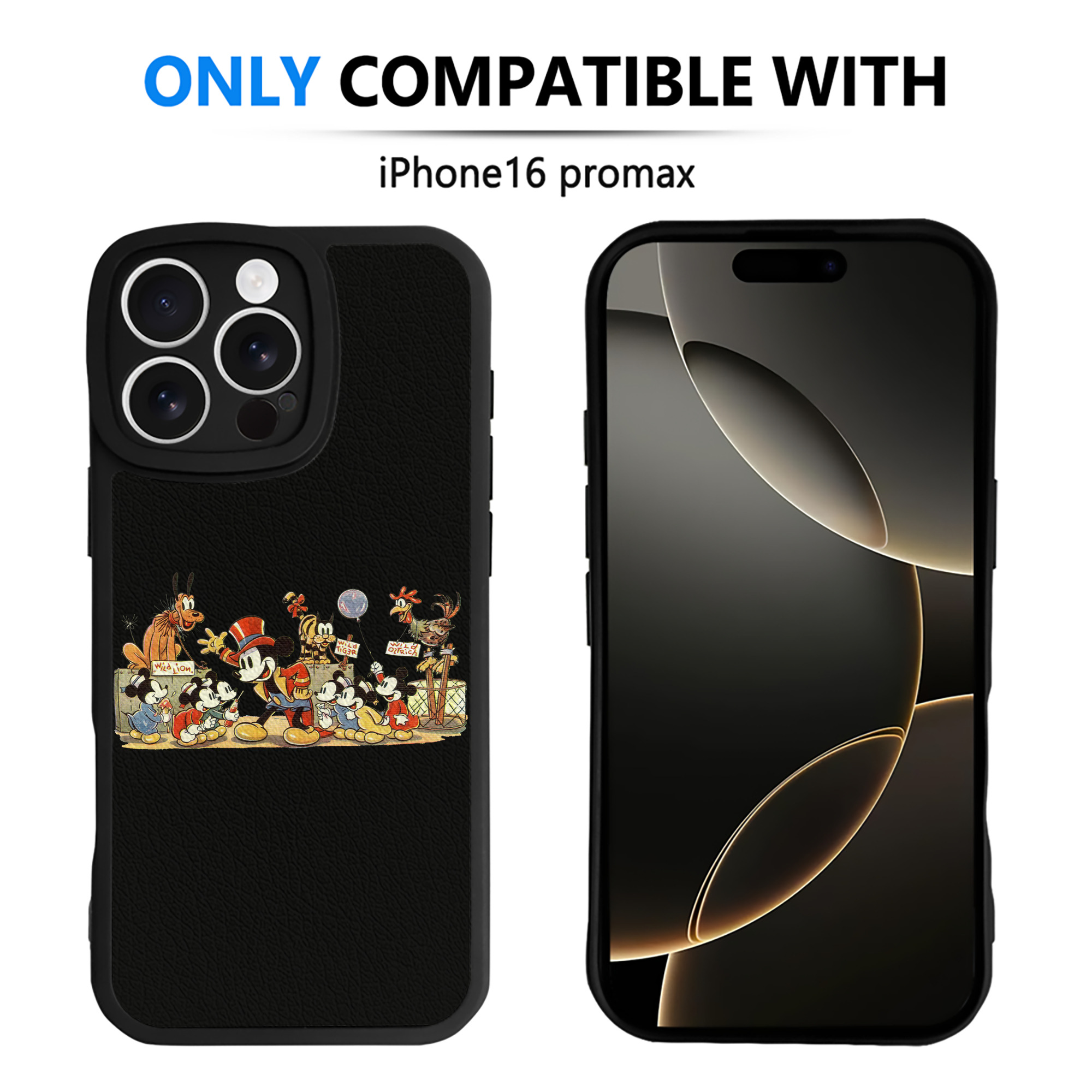 （画像用） ミッキーマウス Mickey Mouse 【iPhone 16シリーズ対応】シリコンスマホケース（レザー調） 材質：シリコン